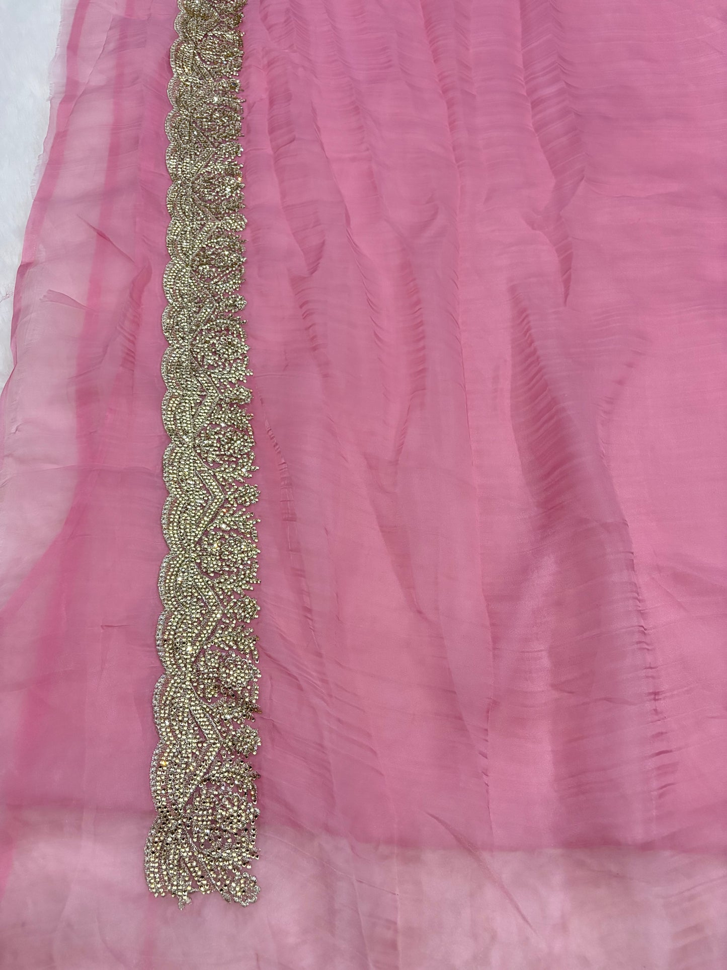 Petal-Soft "Liquid" Chiffon Silk Saree in Blush Pink