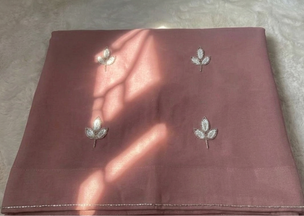 Dusty Rose Hand-Dyed Chiffon Saree