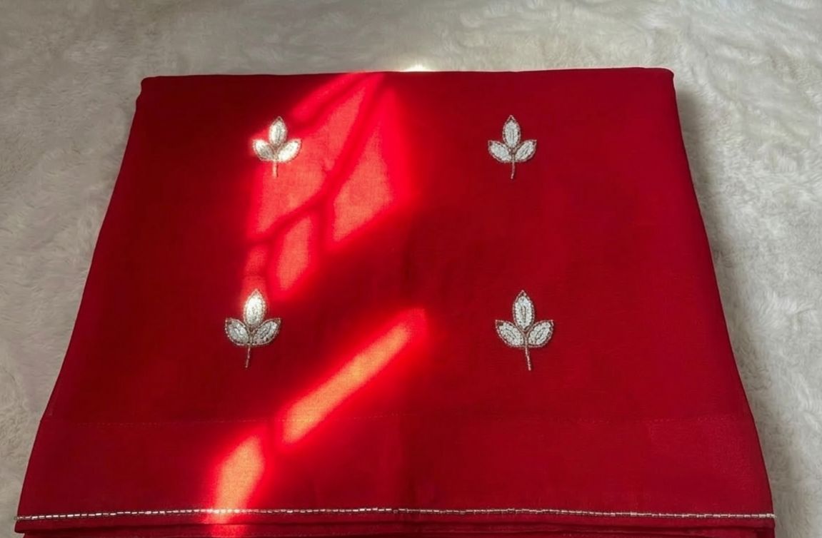 Scarlet Hand-Dyed Chiffon Saree