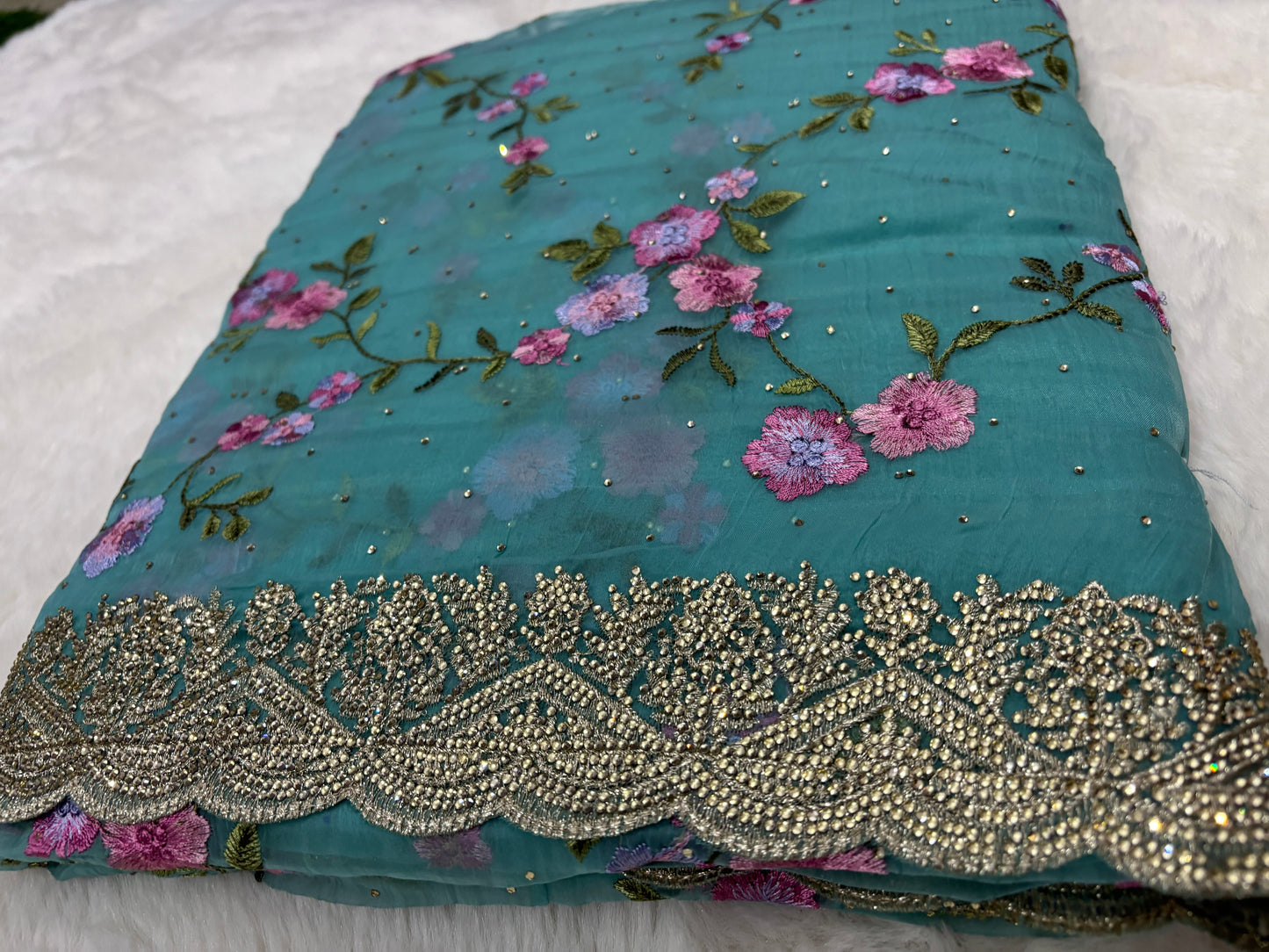 Petal-Soft "Liquid" chiffon Silk Saree in Sky Blue