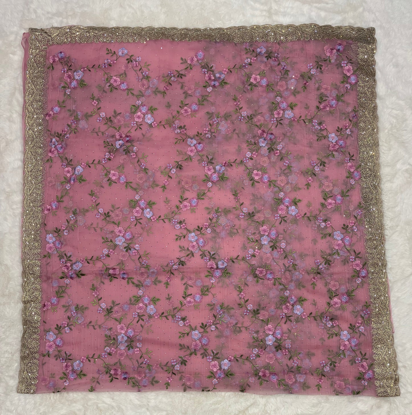 Petal-Soft "Liquid" Chiffon Silk Saree in Blush Pink