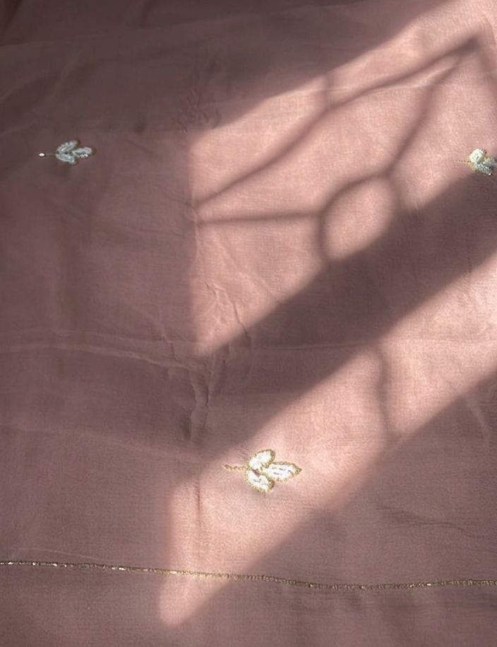 Dusty Rose Hand-Dyed Chiffon Saree
