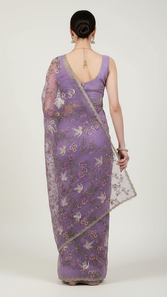 Lavender Petal-Soft Liquid Chiffon Saree