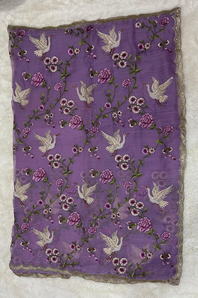 Lavender Petal-Soft Liquid Chiffon Saree