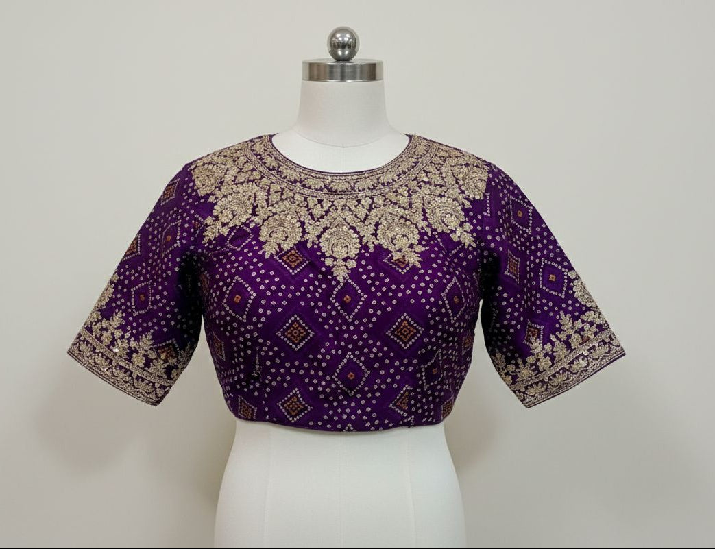 Royal Mustard Silk Saree with Hand-Embellished Bandhani Blouse