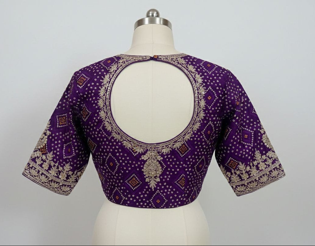 Royal Mustard Silk Saree with Hand-Embellished Bandhani Blouse