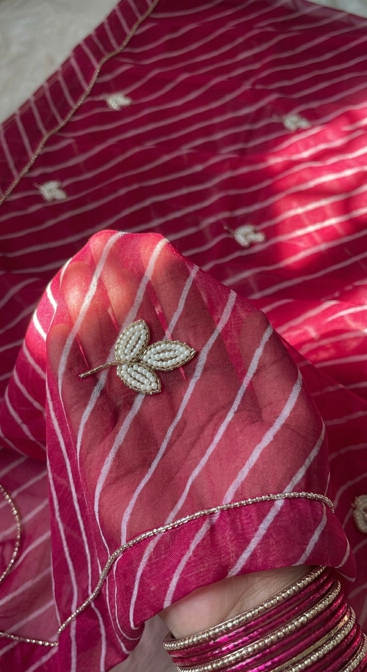 Rani Pink Hand-Dyed Chiffon Saree