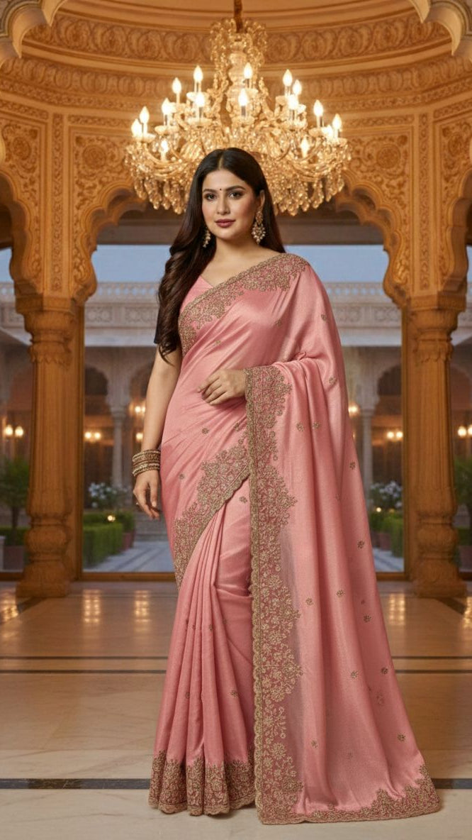 Grand Party Wear Pure Space Silk Saree