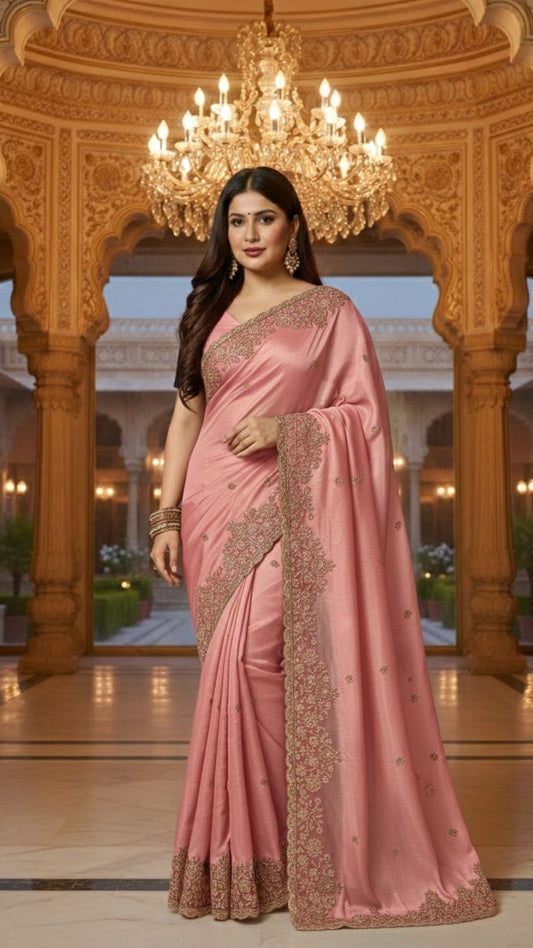 Grand Party Wear Pure Space Silk Saree