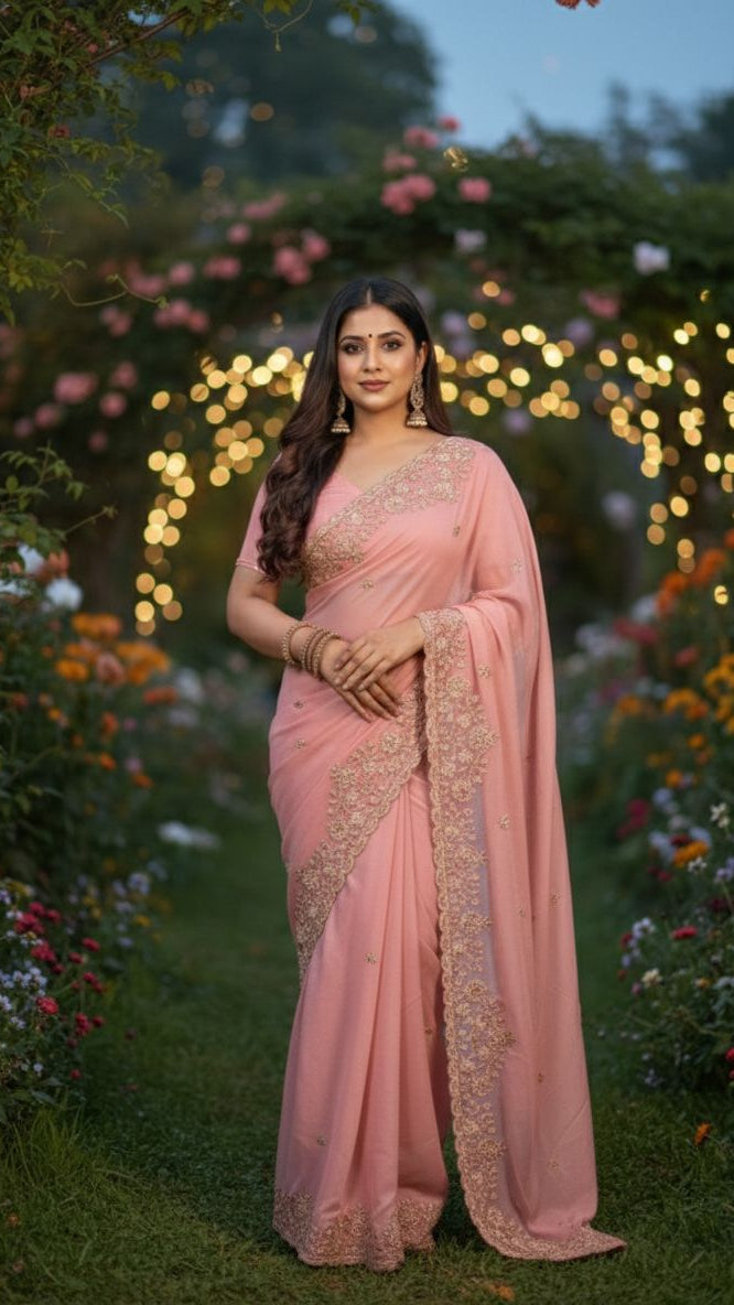 Grand Party Wear Pure Space Silk Saree