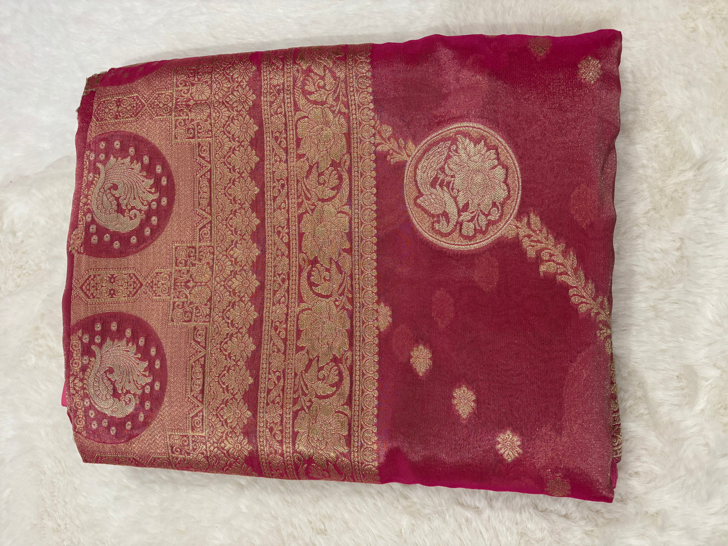 Rose Pink Lightweight Silk Saree with All-Over Zari Artistry