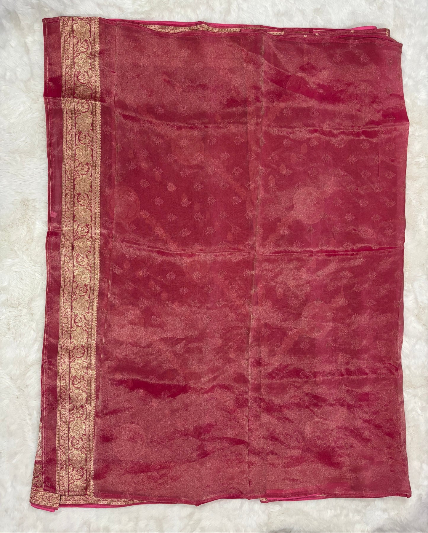 Rose Pink Lightweight Silk Saree with All-Over Zari Artistry