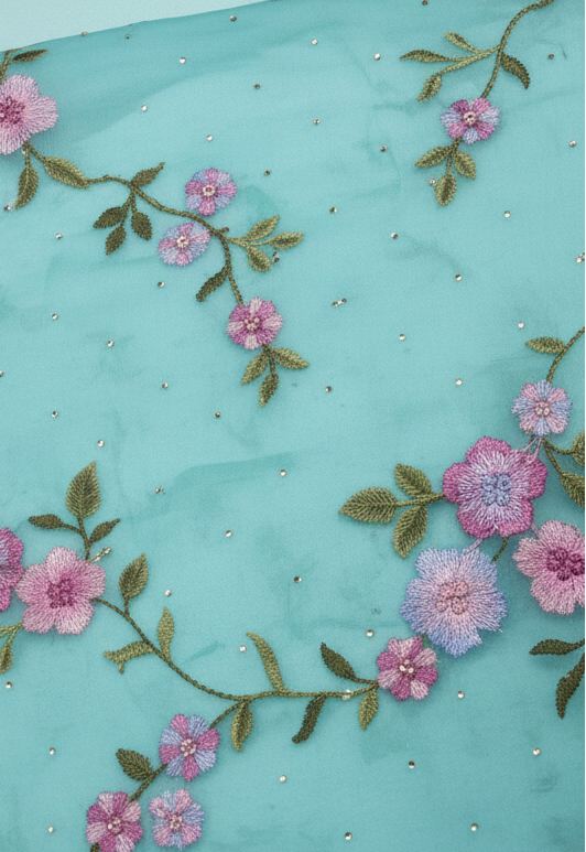 Petal-Soft "Liquid" chiffon Silk Saree in Sky Blue