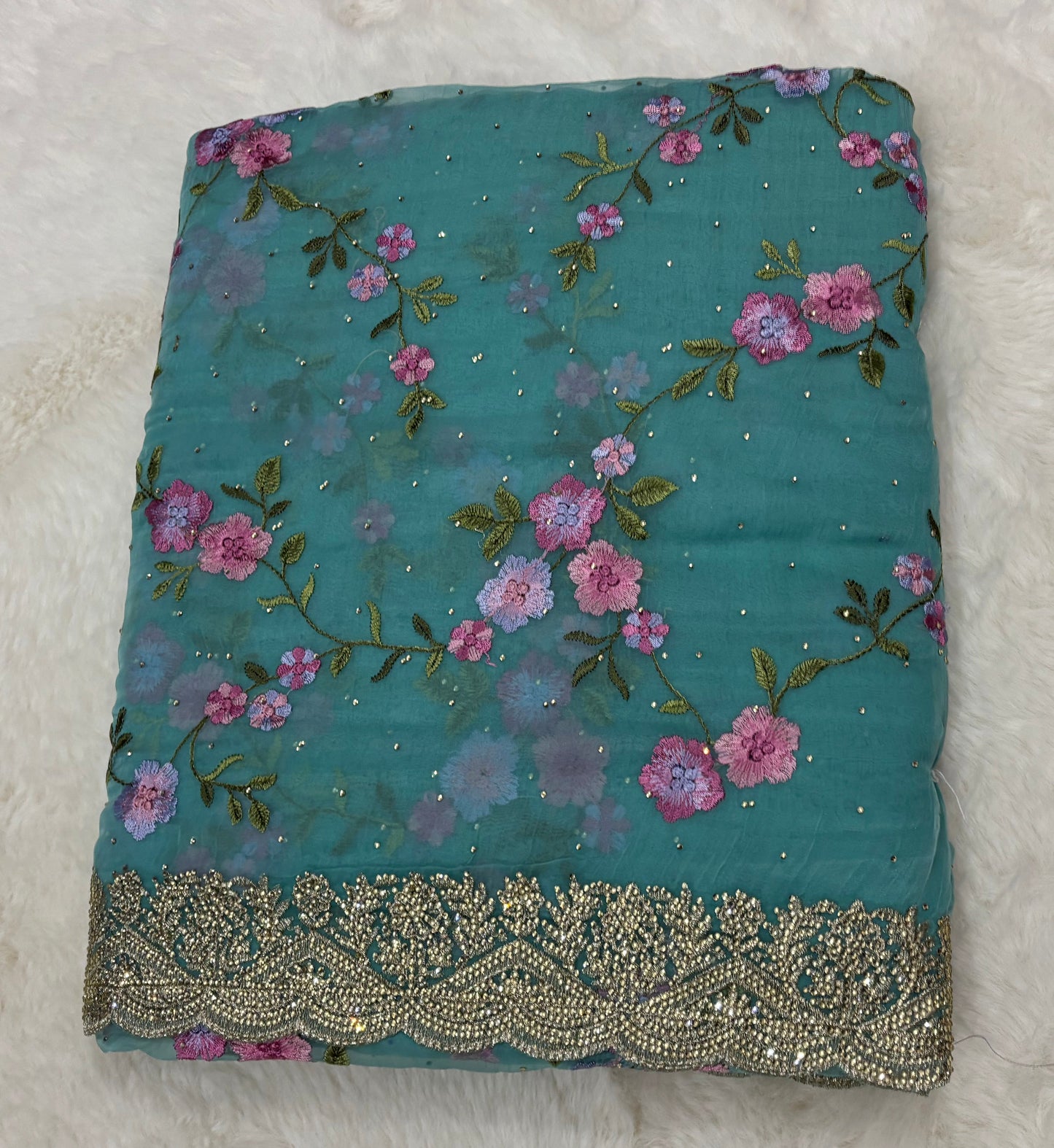 Petal-Soft "Liquid" chiffon Silk Saree in Sky Blue