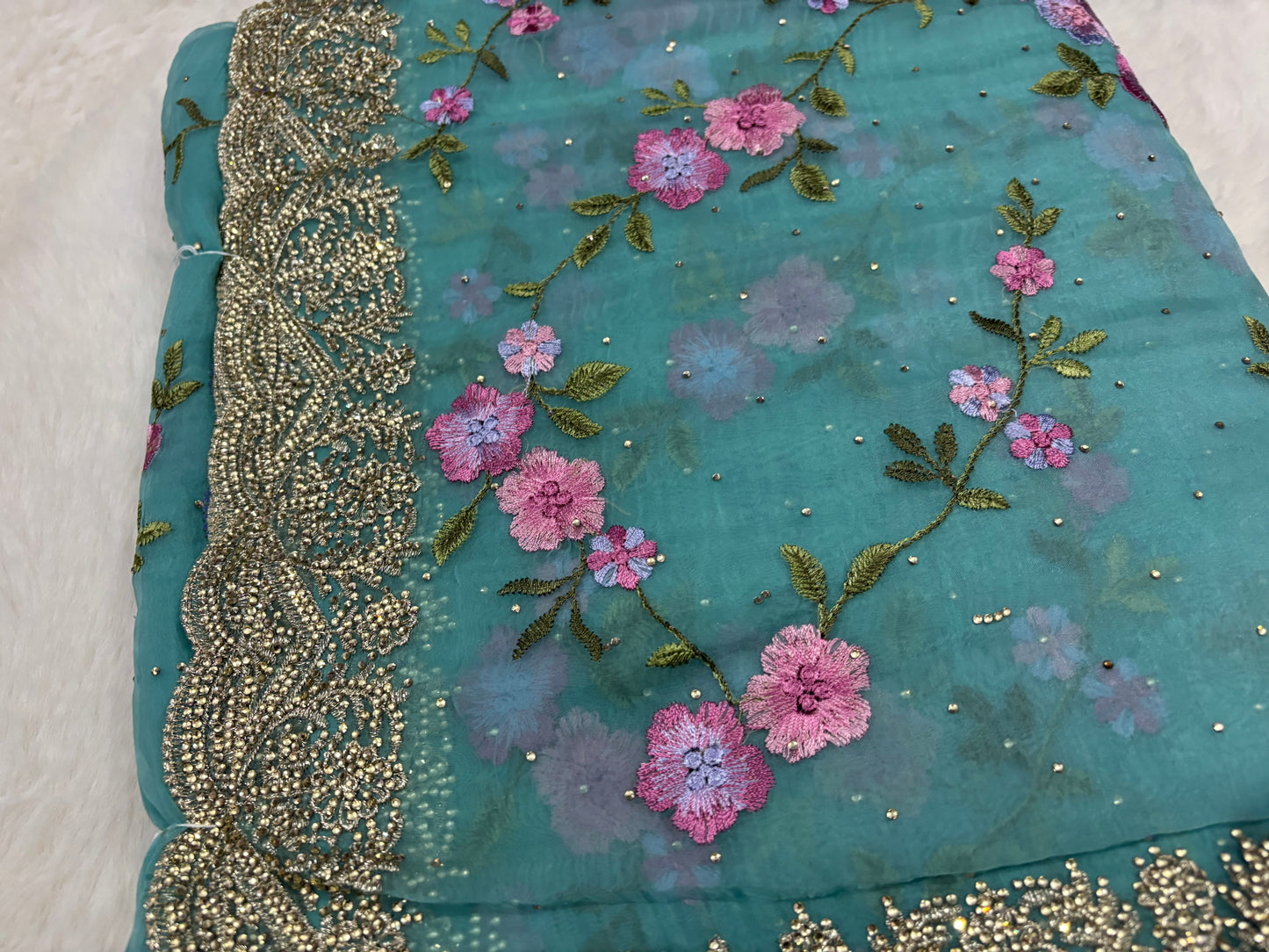 Petal-Soft "Liquid" chiffon Silk Saree in Sky Blue