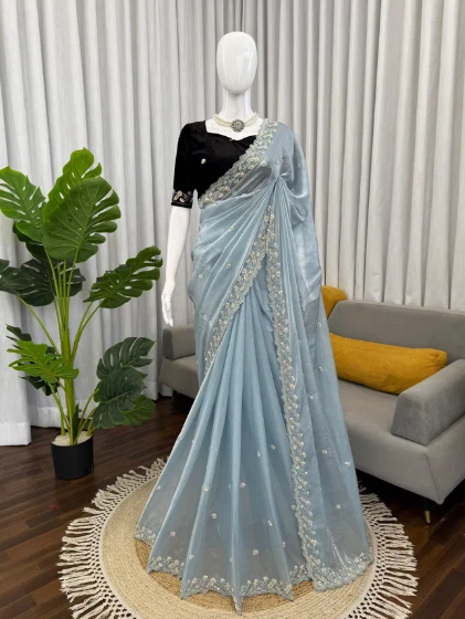 Premium Fendy Silk Designer Saree with Beadwork