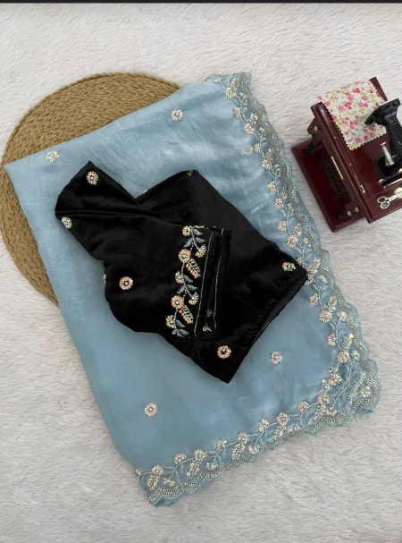 Premium Fendy Silk Designer Saree with Beadwork