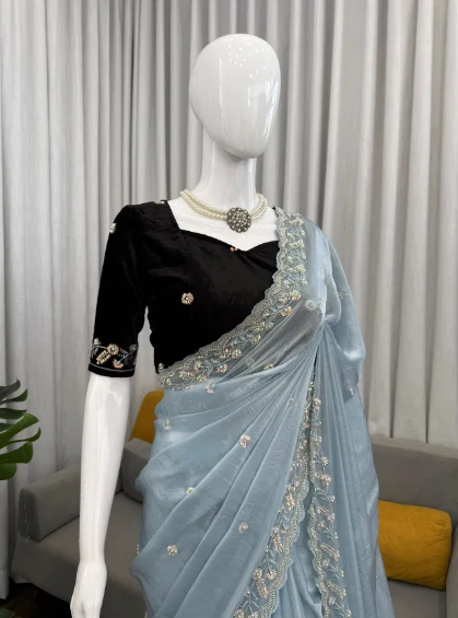 Premium Fendy Silk Designer Saree with Beadwork