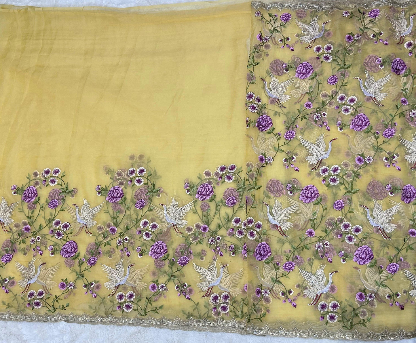 Mustard Gold "Petal-Soft" Liquid Chiffon Saree