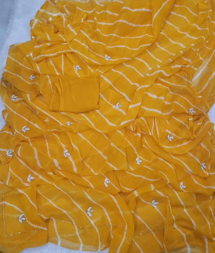 Yellow Hand-Dyed Chiffon Saree