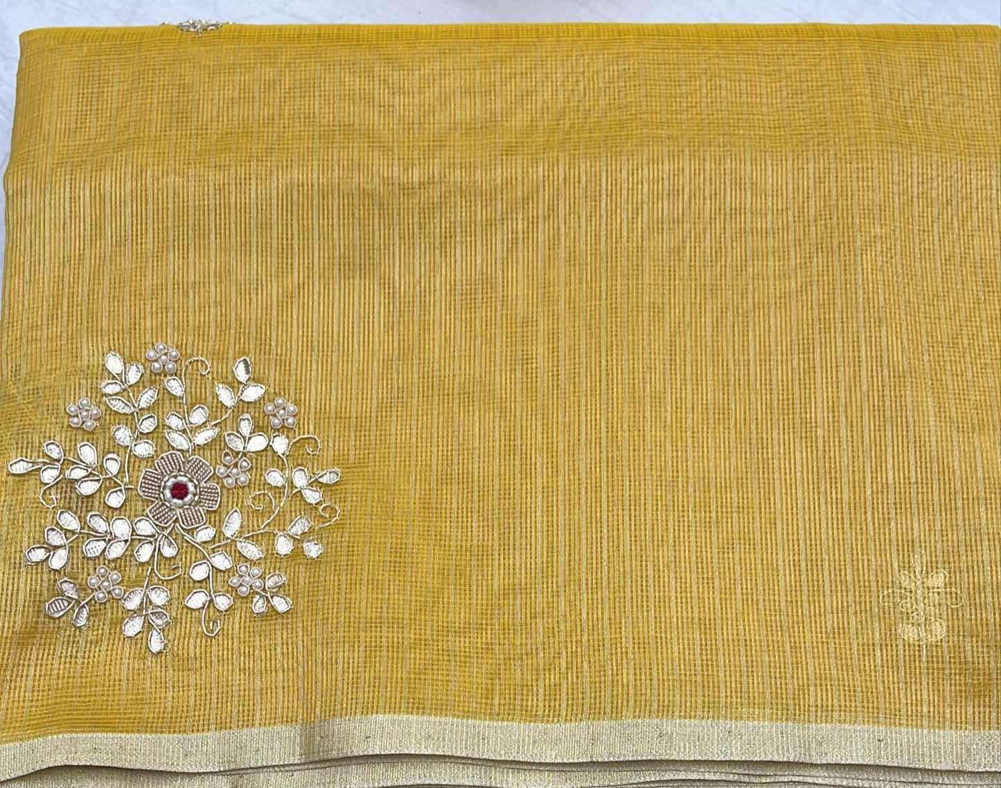 Handcrafted Kota Tissue Saree in Radiant Gold-Yellow