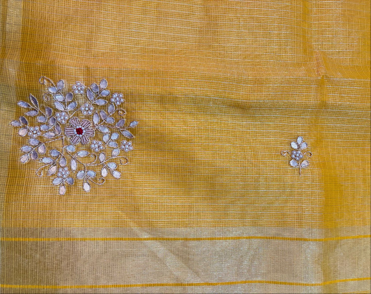 Handcrafted Kota Tissue Saree in Radiant Gold-Yellow