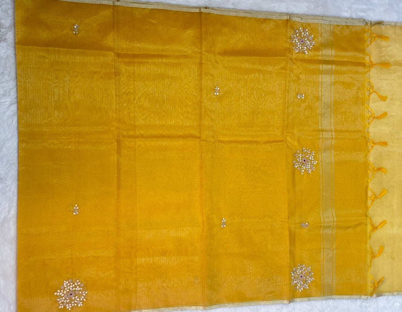 Handcrafted Kota Tissue Saree in Radiant Gold-Yellow